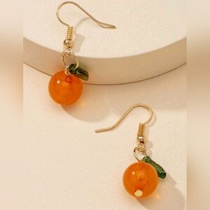 Cute Orange Fruit Dangle Drop Earrings New!